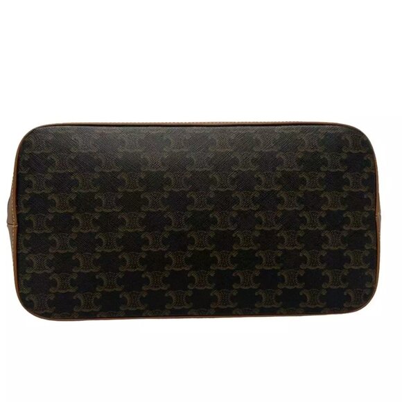 Auth CELINE Medium Cabas Tan (Dark Brown) Brown) Triomphe Canvas 1421-111324 - Picture 5 of 14